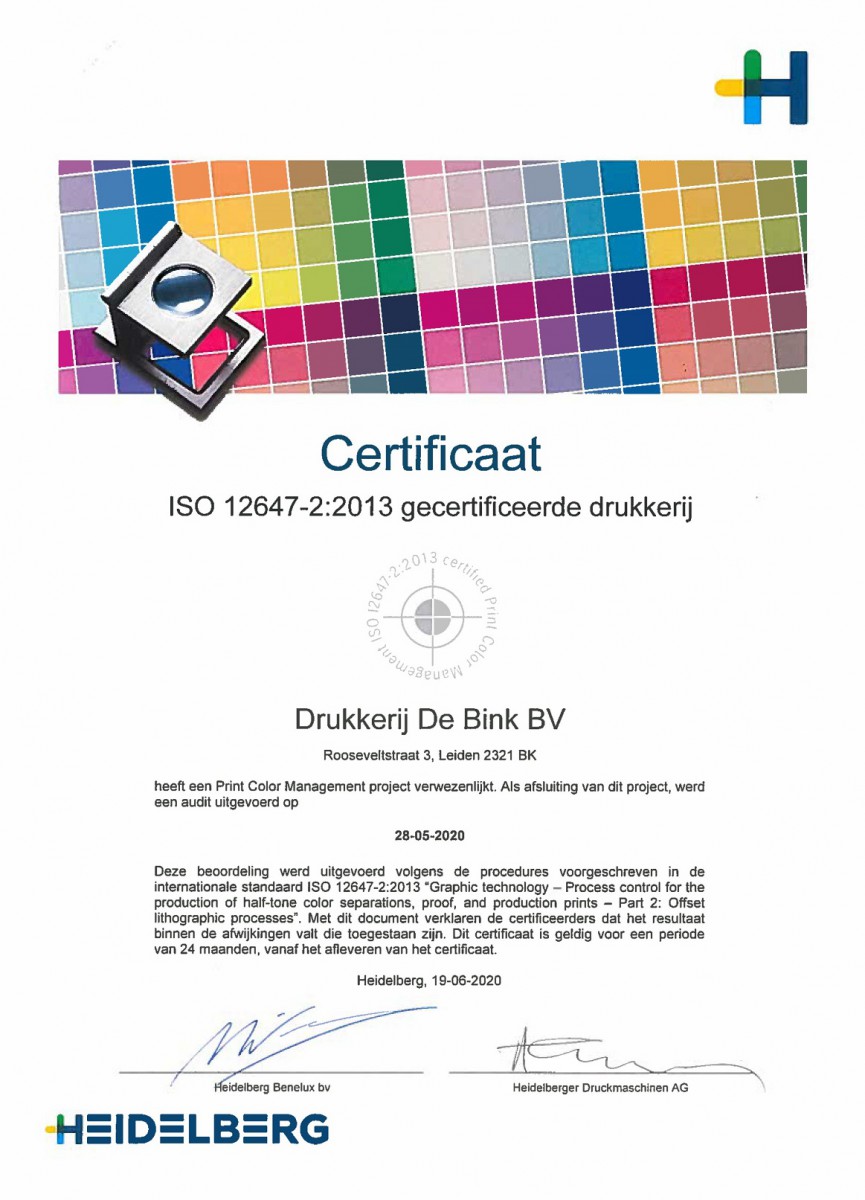Certificaat ISO 12647 Print Color Management
